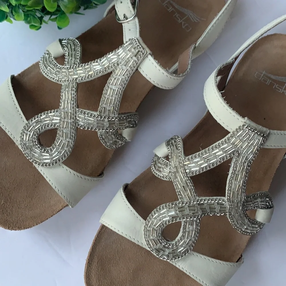 Dansko Reeta Nubuck Leather Beaded Sandals 36
